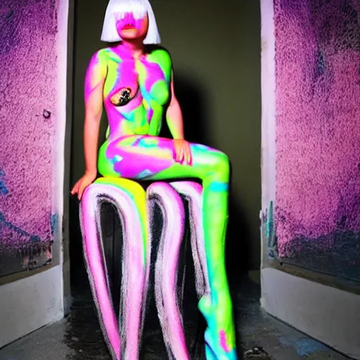 Image similar to Sia Furler photoshoot full body paint