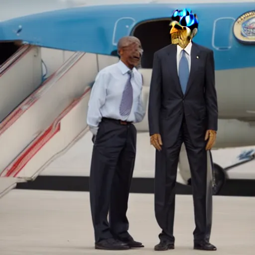 Prompt: Obama standing next to Gollum. Photo 8K