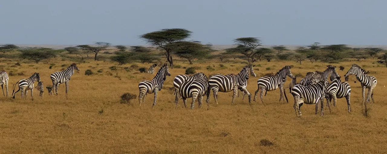 Prompt: beautiful award winning photo of landscape in Africa, zebras and elephants and giraffes in the distance