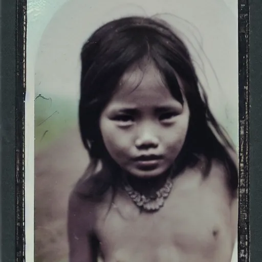 Image similar to 3 5 mm vintage portrait polaroid picture of nepali village girl posing for playboy photoshoot