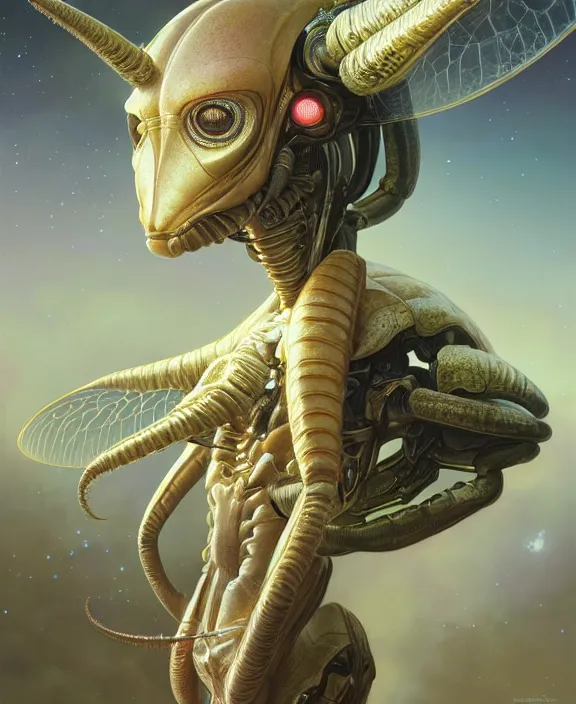 Prompt: portrait of a alien insect, adorable, childlike, milky way environment, ultra realistic, concept art, intricate details, cheerful, highly detailed, photorealistic, octane render, 8 k, unreal engine. art by christopher marley and artgerm and greg rutkowski and alphonse mucha