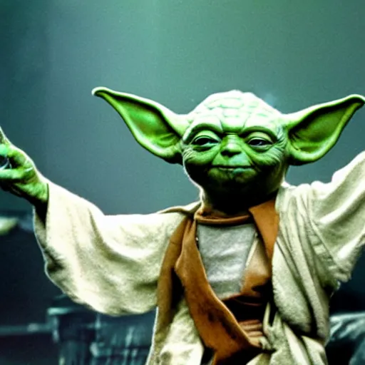 Image similar to yoda performing at woodstock