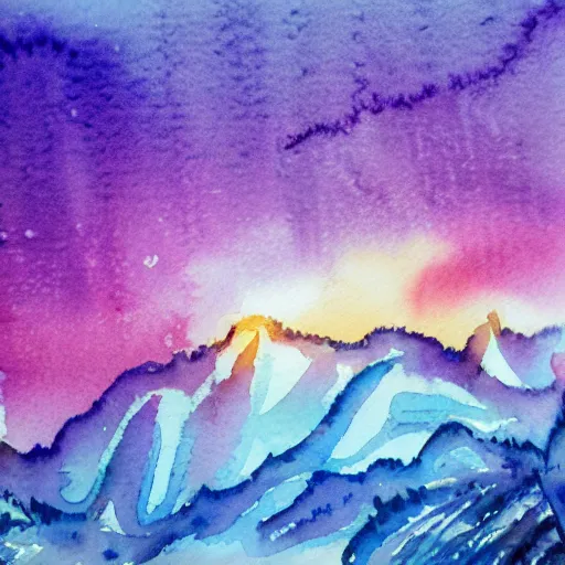 Prompt: winter synthwave watercolor watercolor