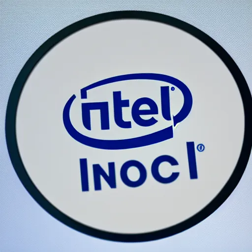 Image similar to a blurry intel logo rotated slightly, fuzzy, unclear