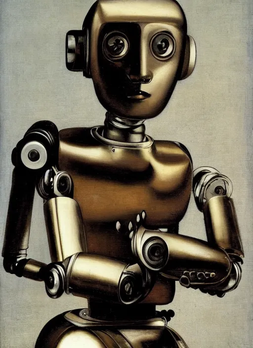 Image similar to a portrait of a robot by Caravaggio