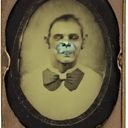 Image similar to underwater tintype photo of clown