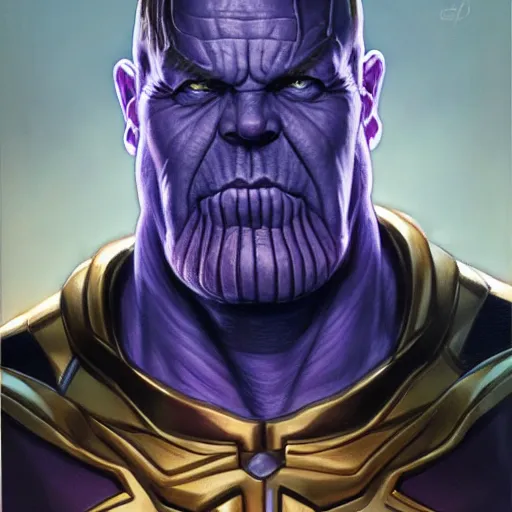 Prompt: Thanos portrait art by Donato Giancola and Bayard Wu, digital art, trending on artstation, 4k