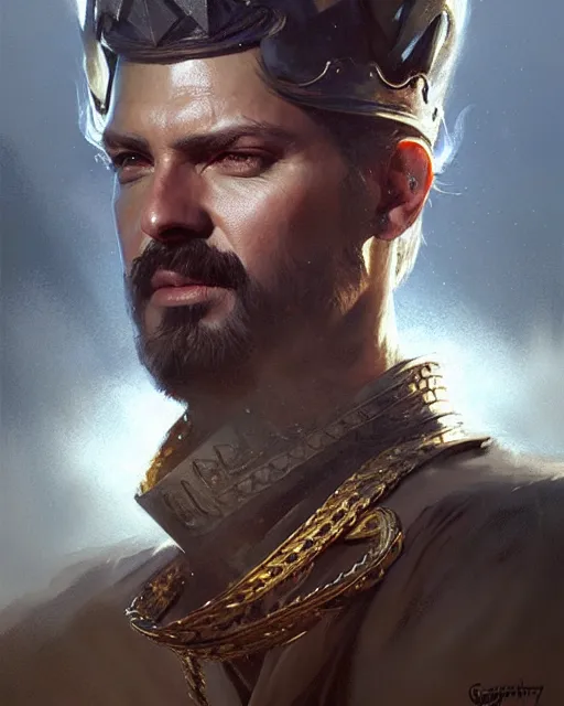 Prompt: the king in the west, with iron crown | | realistic shaded, fine details, realistic shaded lighting painting by greg rutkowski, diego gisbert llorens, magali villeneuve, artgerm, jeremy lipkin, michael garmash, rob rey
