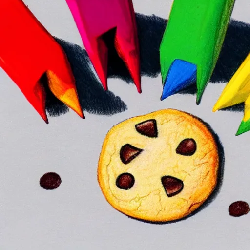 Prompt: a crayon drawing of a cookie eating a cookie