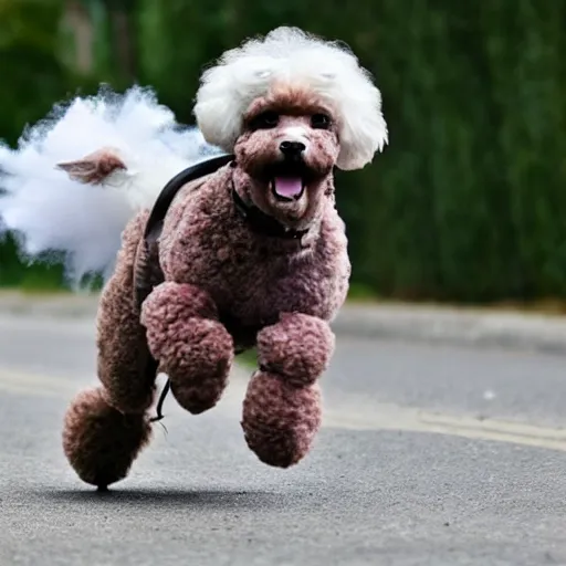 Image similar to French Poodle running towards zombies