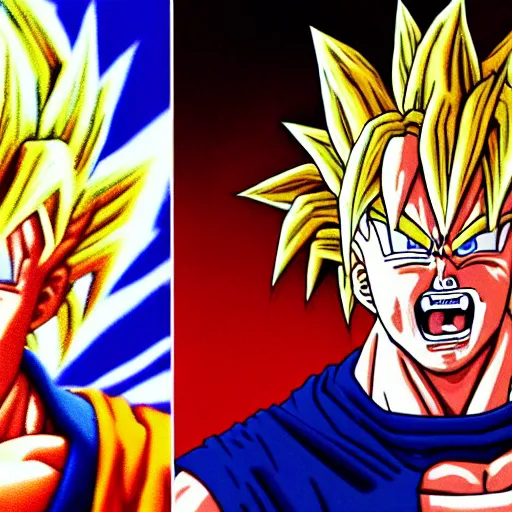 Prompt: ultra realistic portrait painting of donald trump as super saiyan goku, art by akira toriyama, 4 k, dragon ball artstyle, cel shaded, highly detailed, epic lighting