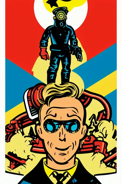 Image similar to fallout 7 6 retro futurist illustration art by butcher billy, sticker, colorful, illustration, highly detailed, simple, smooth and clean vector curves, no jagged lines, vector art, smooth andy warhol style