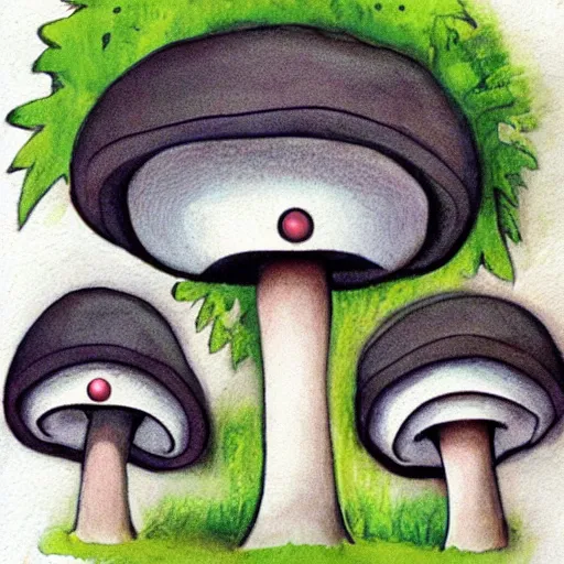 Image similar to A mushroom with cute eyes