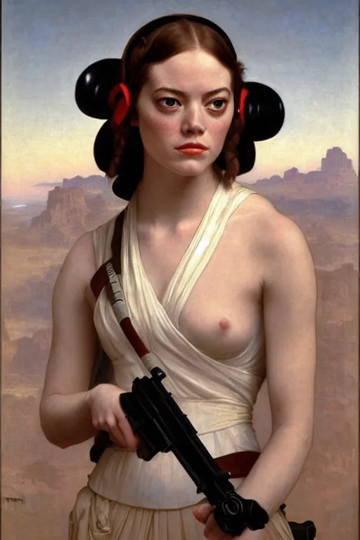 Image similar to emma stone as princess leia in star wars, by william bouguereau