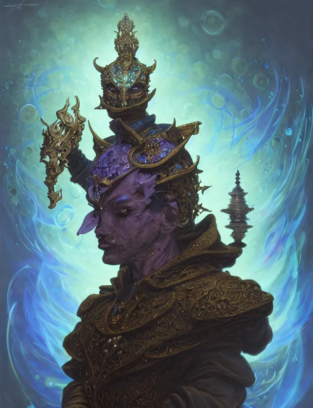 Image similar to front shot of a court jester character, hyperdimensional, bioluminescent hypercubes, ((intricate)), elegant, highly detailed, centered, (((artstation, concept art, smooth, sharp focus, artgerm, Tomasz Alen Kopera, Peter Mohrbacher, donato giancola, Joseph Christian Leyendecker, WLOP, Boris Vallejo))), mugshot!!!!!, ugly!!!!!!, octane render, nvidia raytracing demo, grainy, muted, 8K, digitalblasphemy