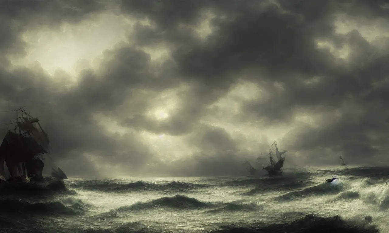 Image similar to the wretched sea gale. andreas achenbach, artgerm, mikko lagerstedt, wlop, zack snyder, tokujin yoshioka