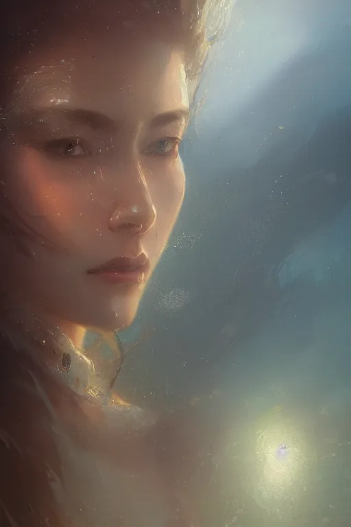 Image similar to Atlantis princess, gorgeous, close-up portrait, intricate, elegant, volumetric lighting, scenery, digital painting, highly detailed, artstation, sharp focus, illustration, concept art, ruan jia, steve mccurry