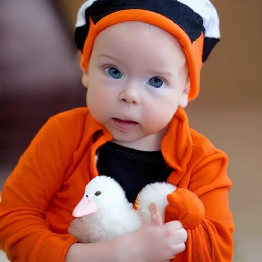 Image similar to cute chick baby dressed as an inmate