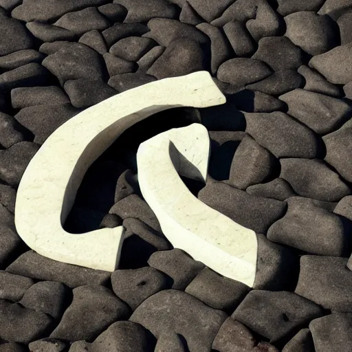 Image similar to a letter q made out of stone