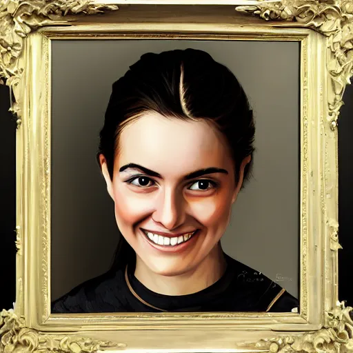 Image similar to portrait beautiful smiling Italian young woman, by Francesco Gioia, clean, detailed, award winning