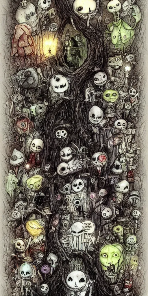 Prompt: a nightmare before christmas scene by alexander jansson