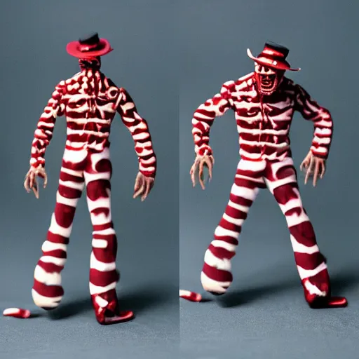 Image similar to freddy krueger ice cream figure, realistic photography, high detailed