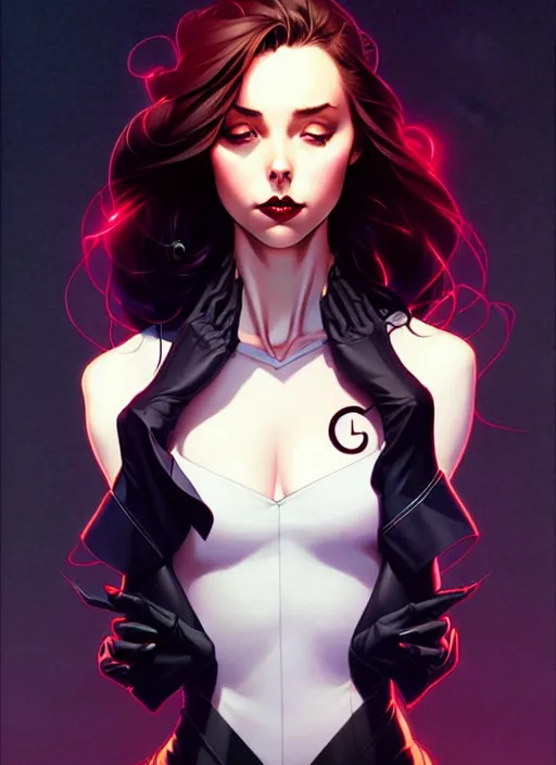 Image similar to artgerm, joshua middleton comic cover art, full body pretty kacey rohl vampire, symmetrical eyes, symmetrical face, long curly black hair, dark castle background background, cinematic lighting