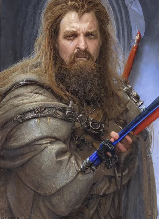 Image similar to a hyperrealistic and detailed paintbrush portrait of a male fantasy character, art by donato giancola and bayard wu and gustav moreau and wayne barlowe, rpg portrait, lotr