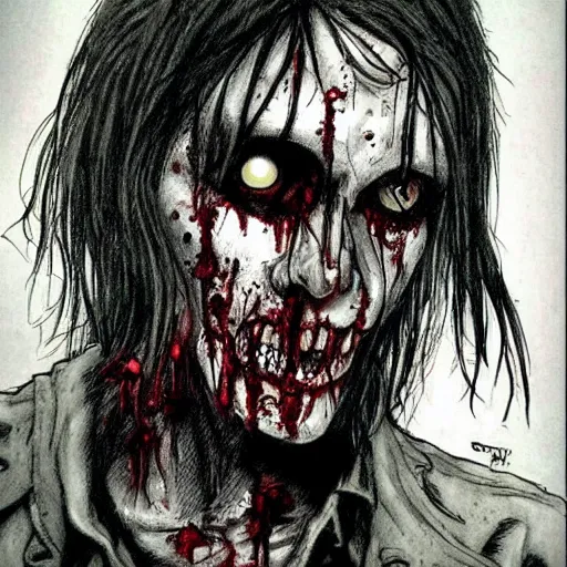 Image similar to zombie from the walking dead drawn by ben templesmith