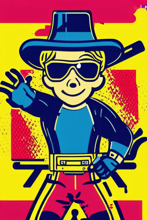 Image similar to fallout 7 6 retro futurist illustration art by butcher billy, sticker, colorful, illustration, highly detailed, simple, smooth and clean vector curves, no jagged lines, vector art, smooth andy warhol style