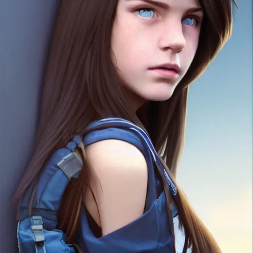 Prompt: portrait of a brunette thin teenager girl with blue eyes wearing school, uniform aims a gun, light stubble, digital art,photorealistoc,art by greg rutkowski,hyperdetailed,western comic style,comic,comic style,sharp lineart,professional lighting,deviantart,artstation,trevor henderson,rossdtaws,cinematic,dramatic