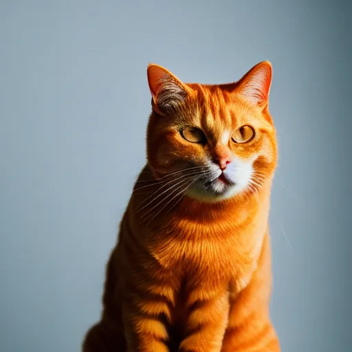 Image similar to a orange tabby cat drinking water in studio lighting close up