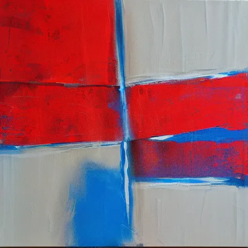 Image similar to acrylic abstract painting on canvas using primary red and blue