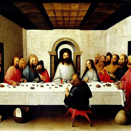 Image similar to The Last Supper painting by Hieronymus Bosch