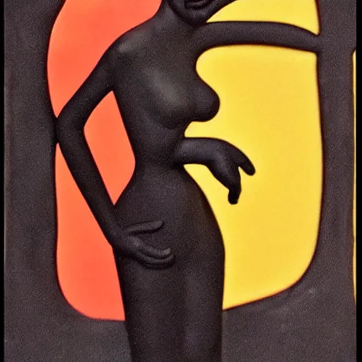 Image similar to A kinetic sculpture. A rip in spacetime. Did this device in her hand open a portal to another dimension or reality?! dark black, puce by Olexandr Archipenko, by Kelly Freas natural