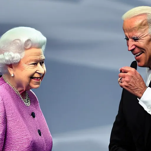 Prompt: queen isabel and joe biden fighting in the ring