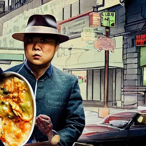 Image similar to egg foo yung reimagined a film noir detective
