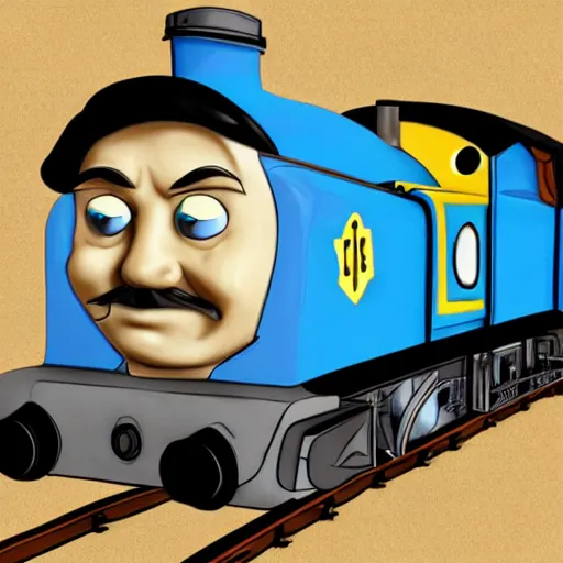 Image similar to Walter White as Thomas the Tank Engine, horrific abomination, digital art, 4K, trending on DeviantArt