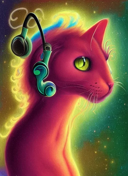 Prompt: cat seahorse fursona wearing headphones, autistic bisexual graphic designer, long haired attractive androgynous humanoid, coherent detailed character design, weirdcore voidpunk digital art by delphin enjolras, leonetto cappiello, louis wain, furaffinity, cgsociety, trending on deviantart