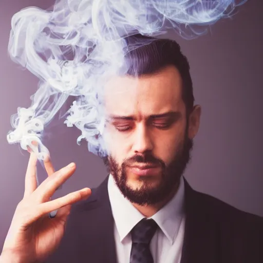 Prompt: smoke head man trending on pexels