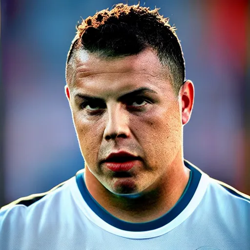 Image similar to real ronaldo nazario fenomeno head and shoulders portrait photograph by mark mann