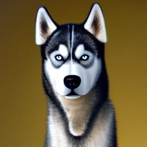 Prompt: a husky wearing a black jacket with blue eyes, art station