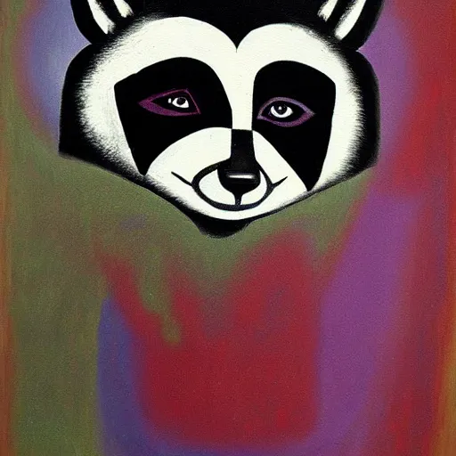 Image similar to Bauhaus painting of a juggalo raccoon