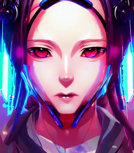 Image similar to An anime portrait of Cyberpunk Nezuko , by Stanley Artgerm Lau, WLOP, Rossdraws, James Jean, Andrei Riabovitchev, Marc Simonetti, and Sakimichan, tranding on artstation