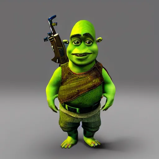 Prompt: pistol skin of shrek