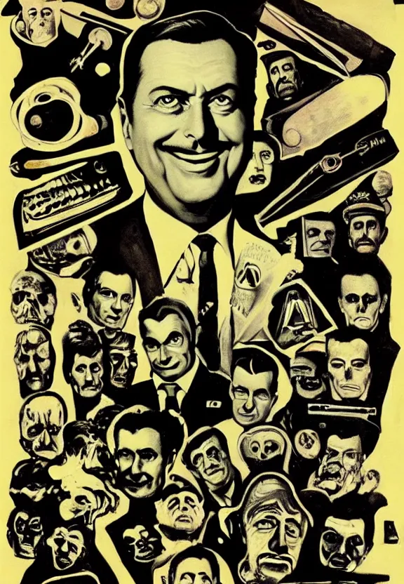 Image similar to one famous person, simple, simplicity, subgenius, x - day, aliens, weird stuff, occult stuff, knives, illuminati, muted colors, hyperrealism