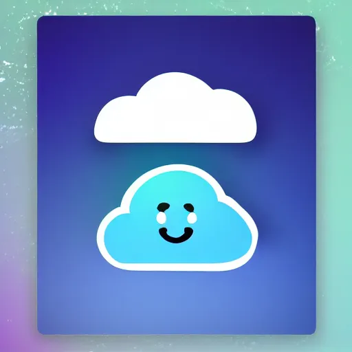 Prompt: happy cloud app logo, digital art, award winning