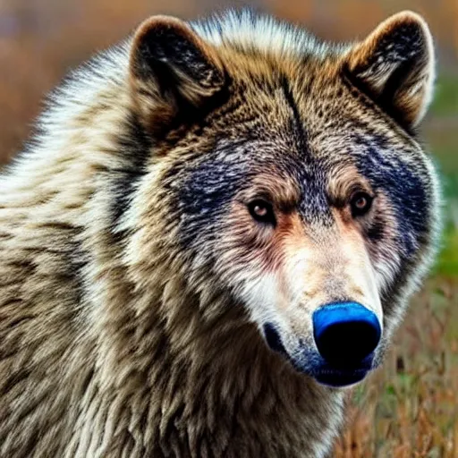 Image similar to half wolf, half horse, half grizzly bear