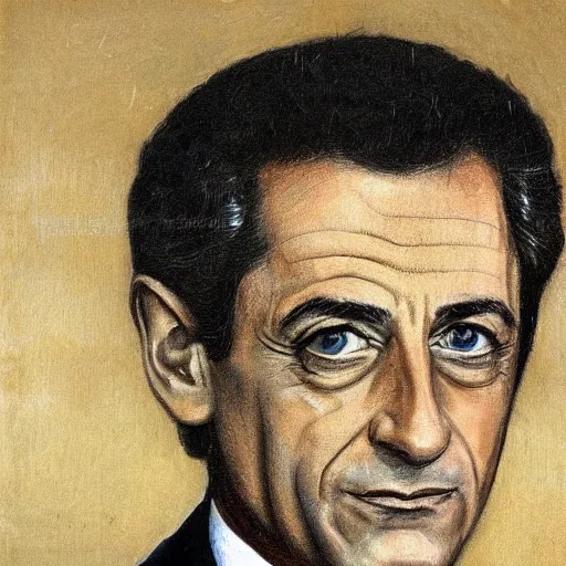 Prompt: a high quality and very detailed portrait of Nicolas Sarkozy, by Andrei Rublev