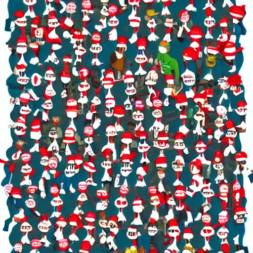 Image similar to I spy where's waldo in the style of where's waldo